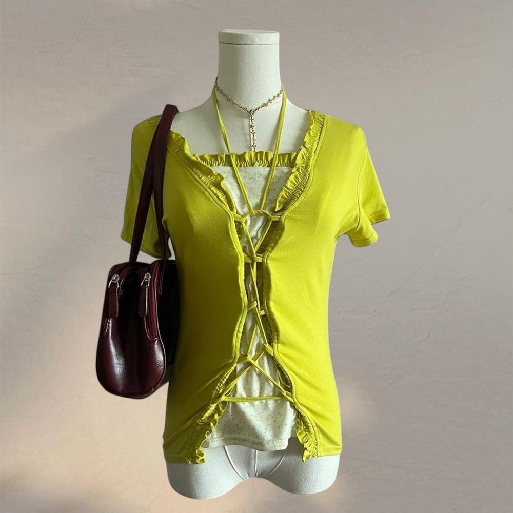 Lime Green Ruffled Women's Top